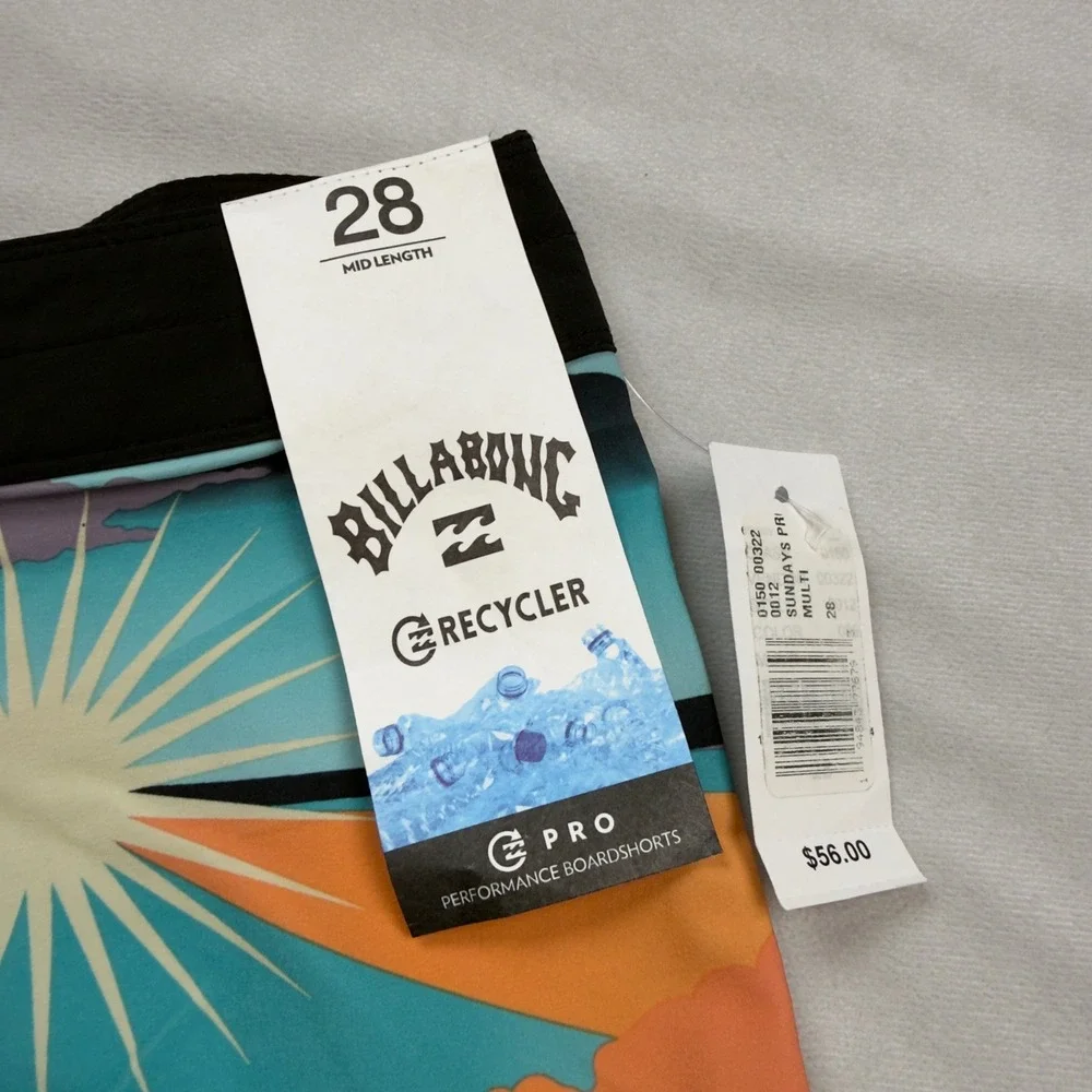 Billabong Sundays Pro Boardshorts Mens 28 Recycler Multi Color Sun Print Swim - Picture 2 of 9